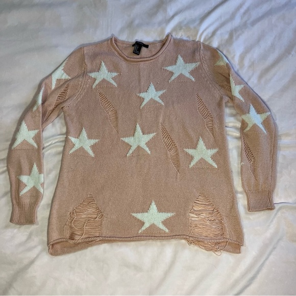 Forever 21 Coral Distressed Knit Sweater - Picture 2 of 10